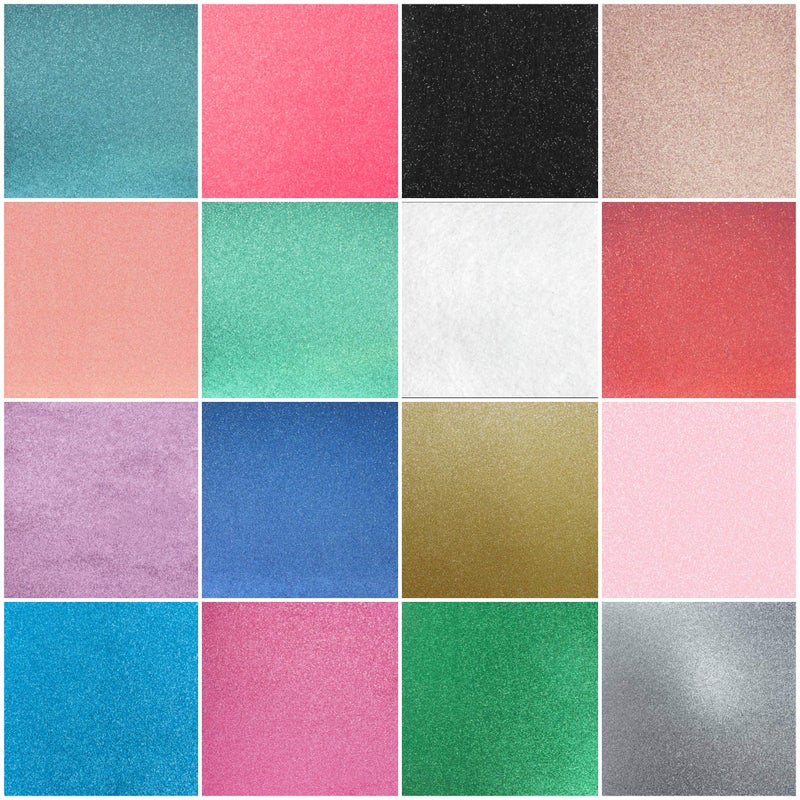 Crafasso 12" x 12" 300gms Heavy & Premium Glitter cardstock, 16 Sheets, 16 Colors - Image 1